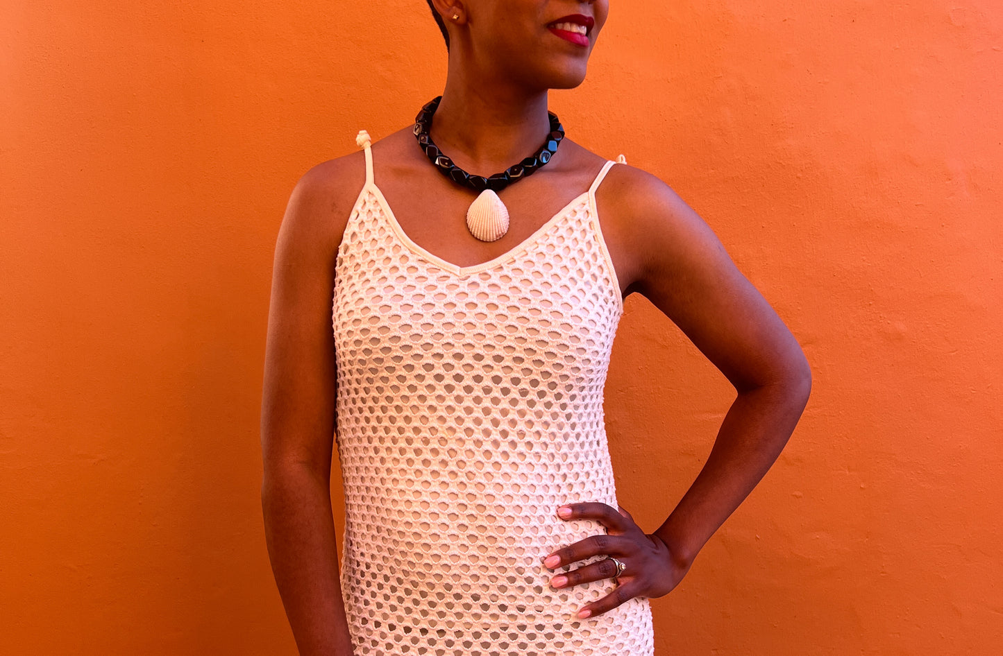 Black Onyx Cube & Shell Necklace