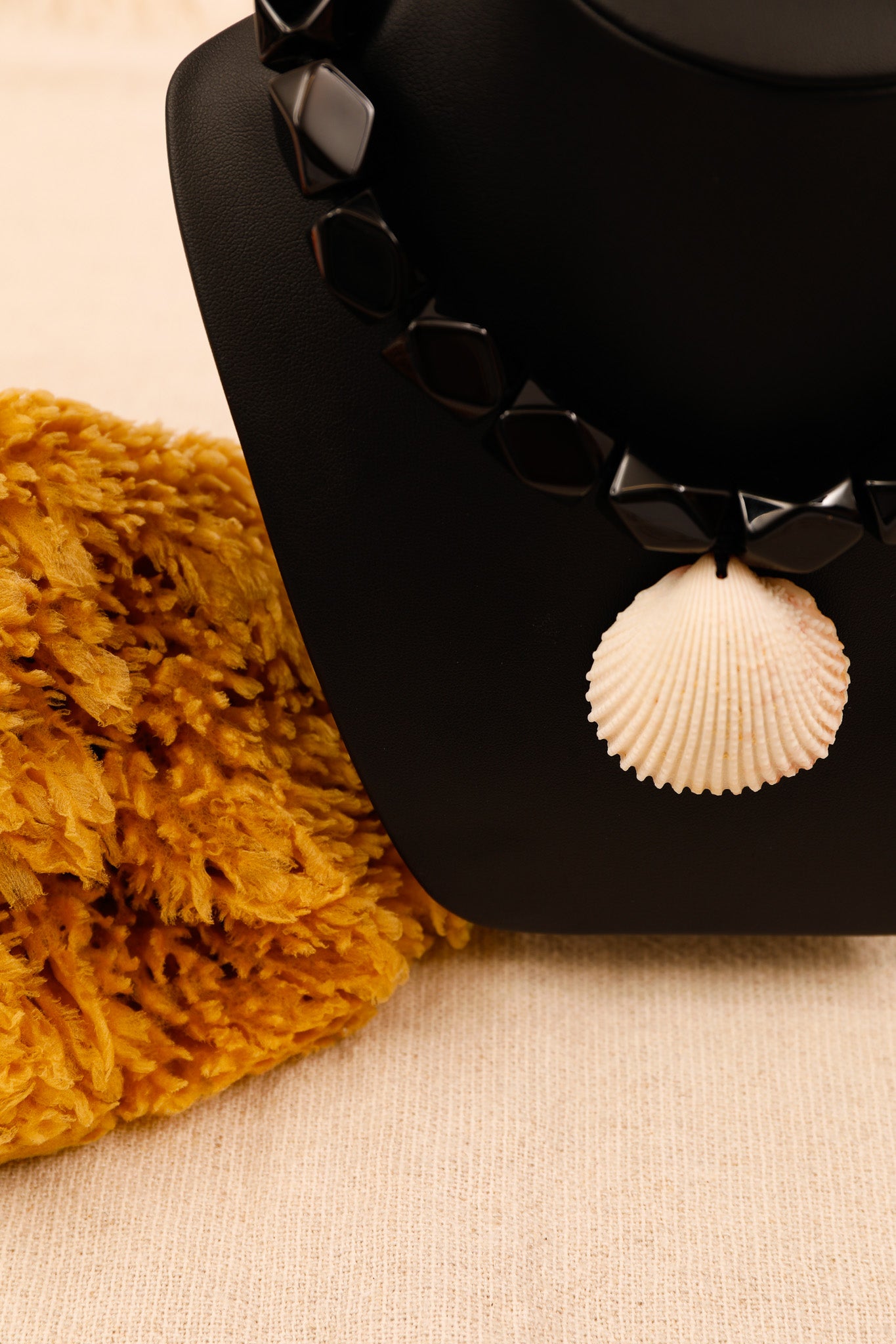 Black Onyx Cube & Shell Necklace