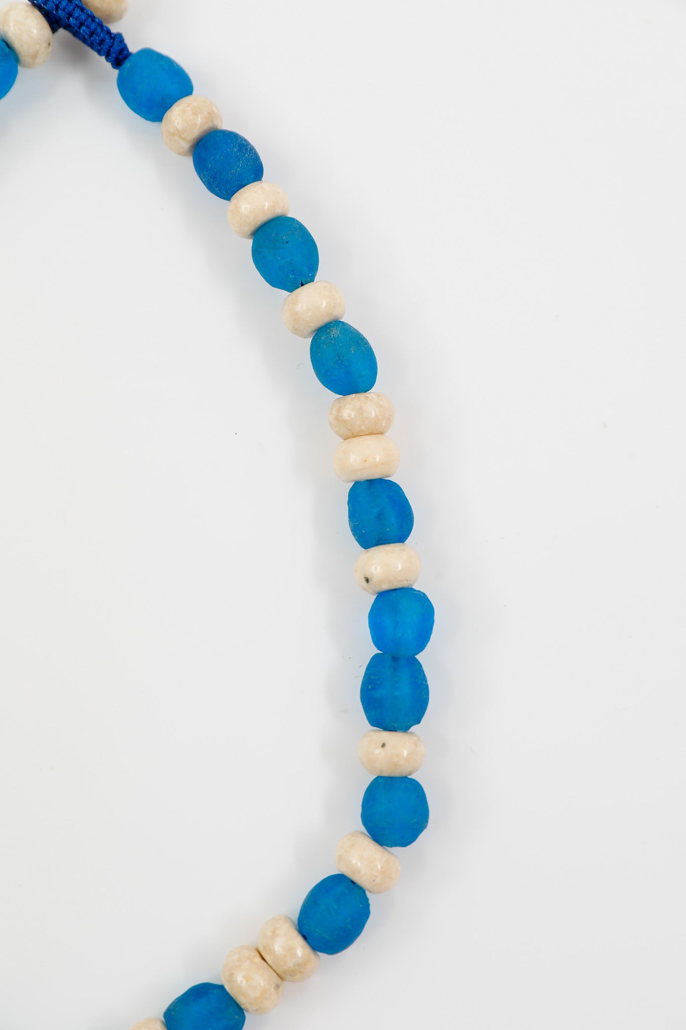 Blue Sea Glass and Riverstone Necklace