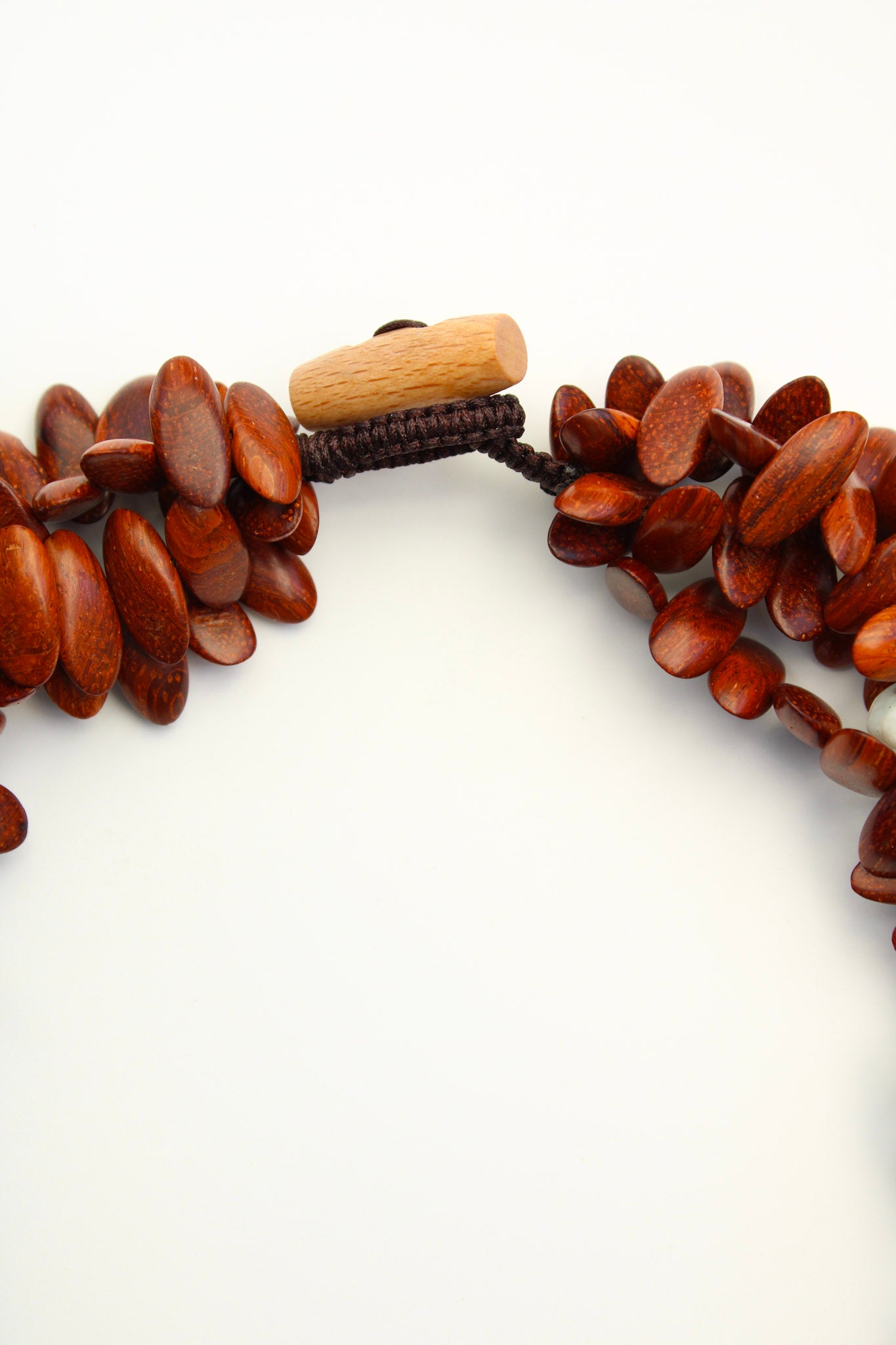 Chunky Wood and Larimar Nuggets Gemstone Necklace - Statement Necklace