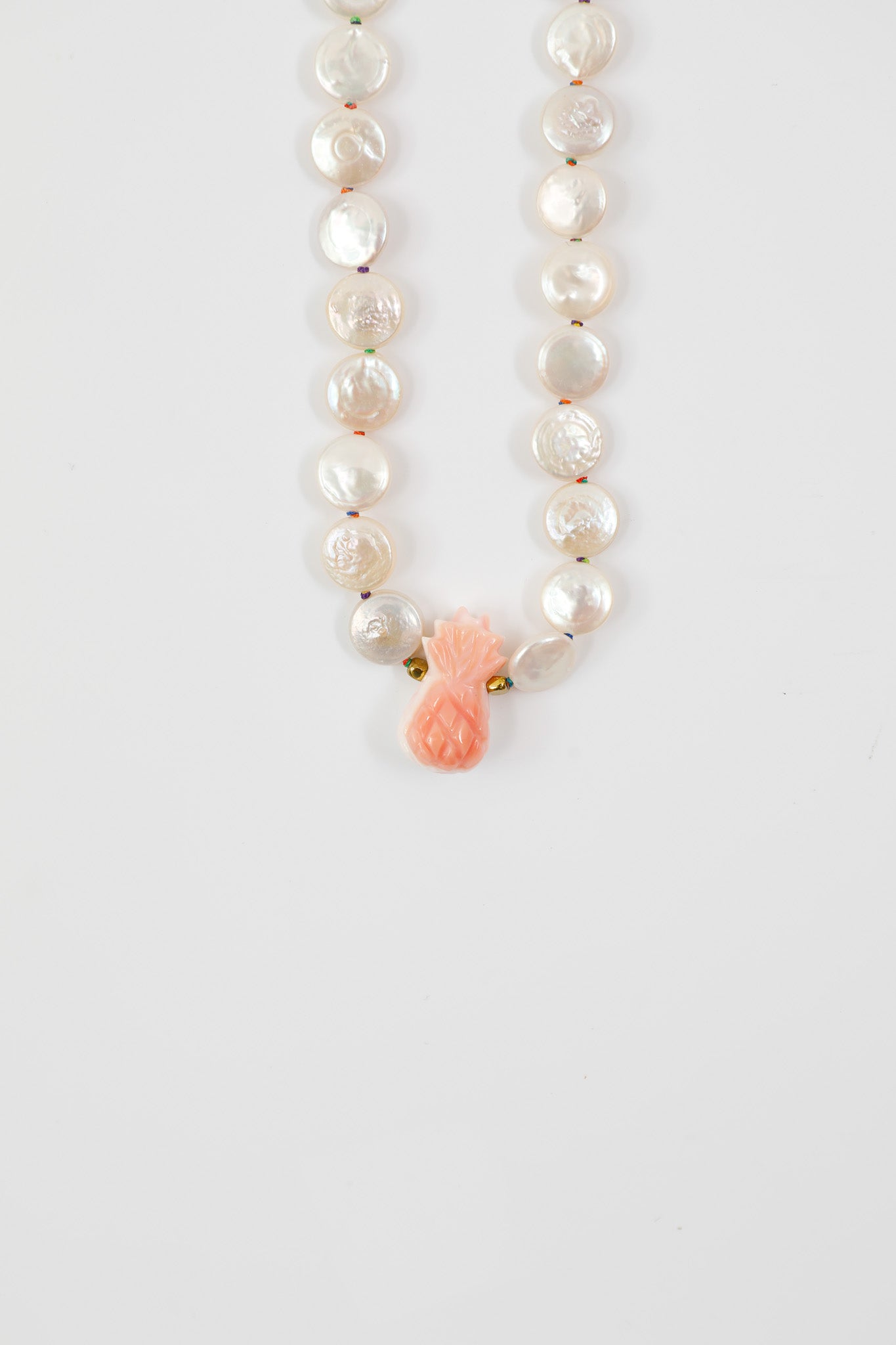 Fresh Water Pearl Coins and Hand Carved Queen Conch Shell Pineapple