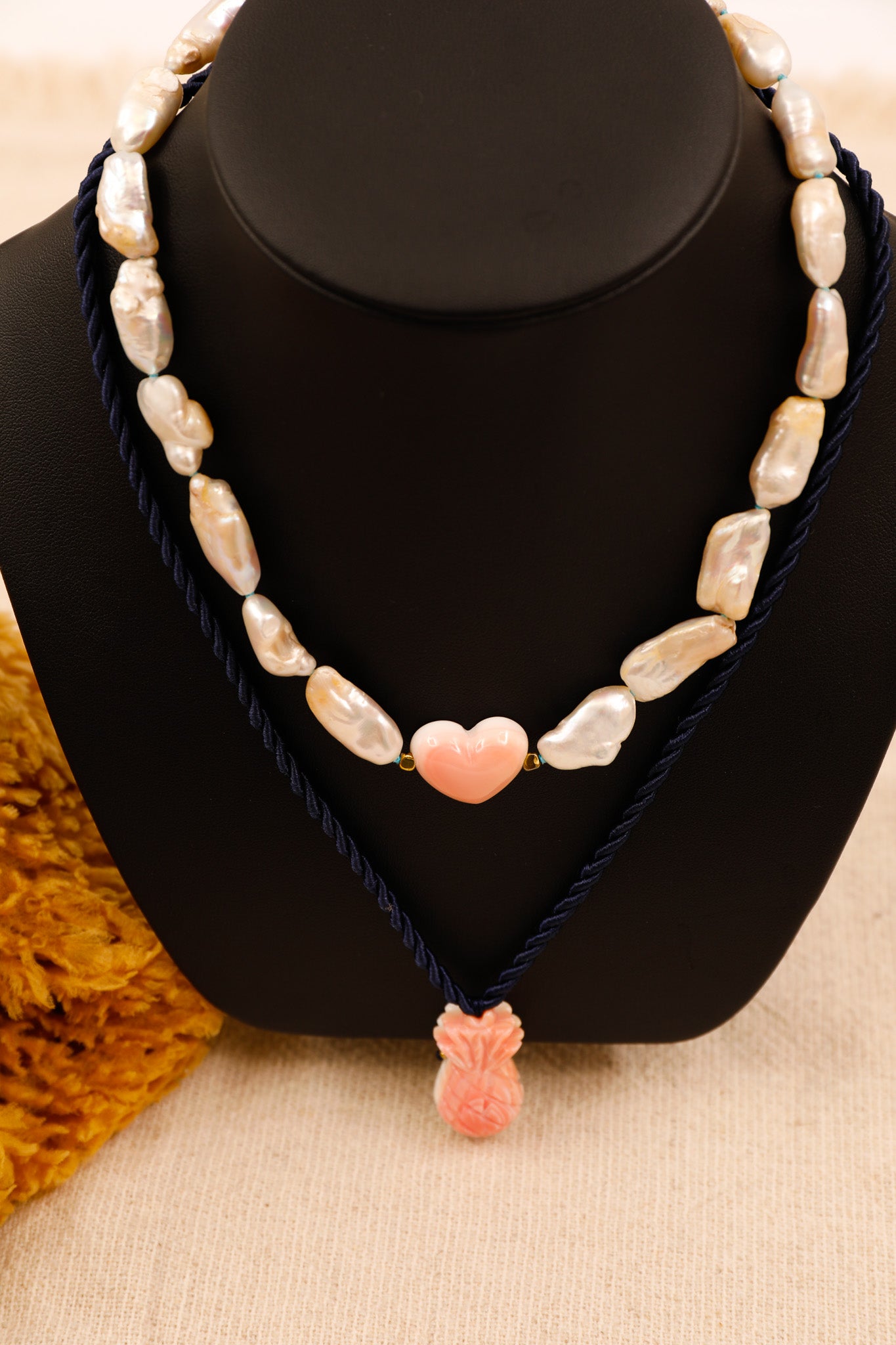 Fresh Water Pearl Nuggets and Hand Carved Queen Conch Shell Heart