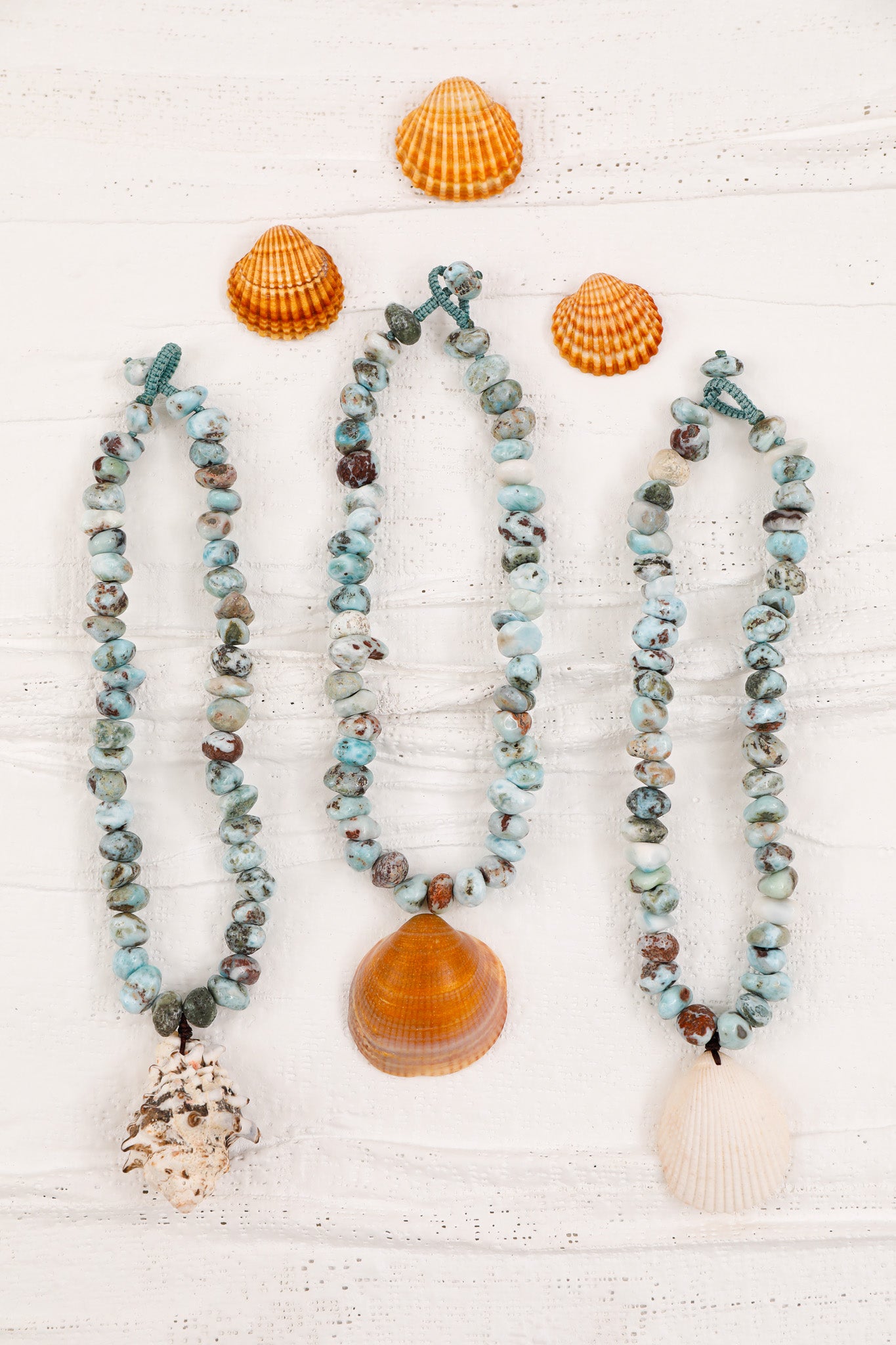 Larimar Pebble & Shell Necklace