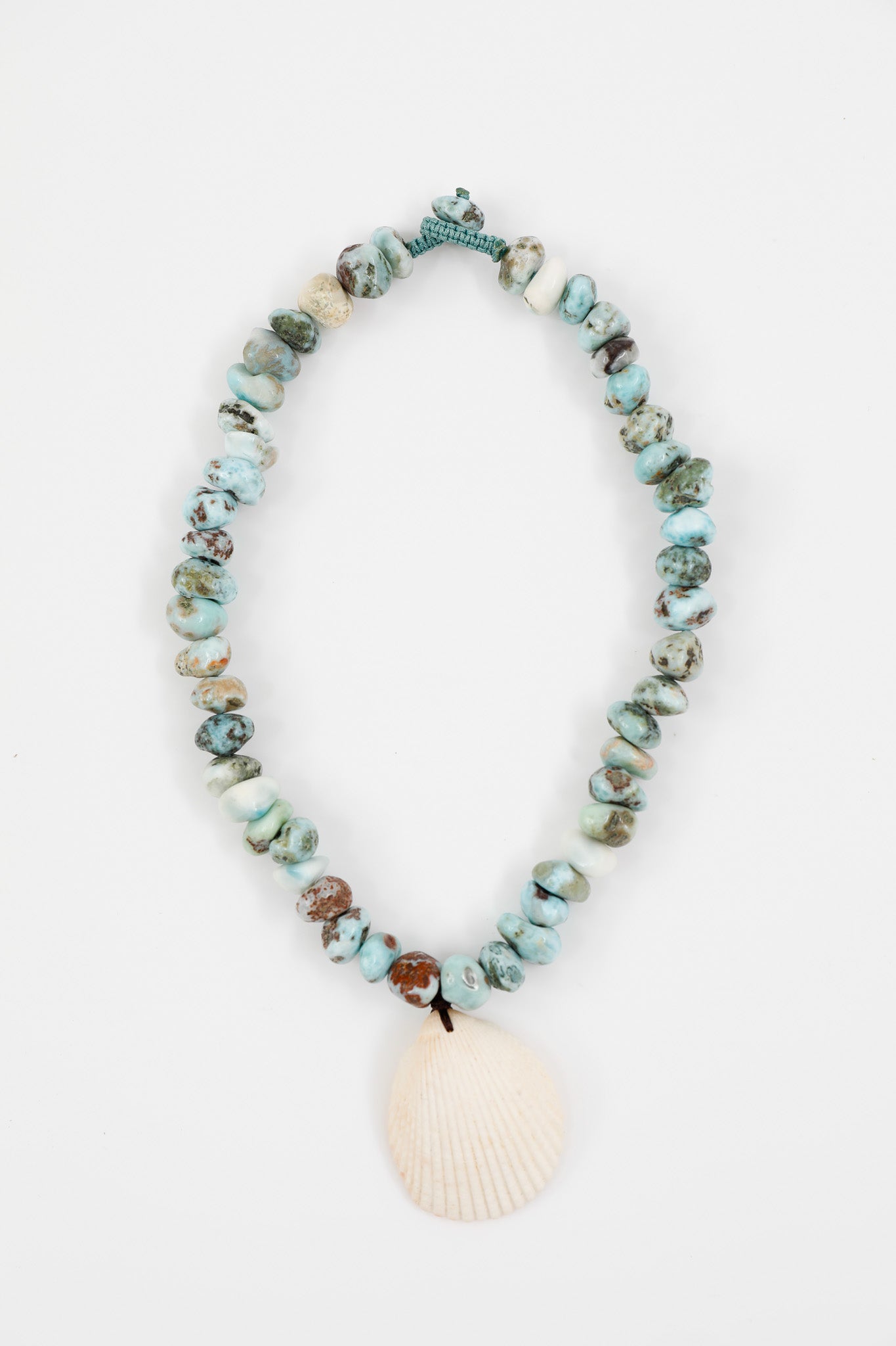 Larimar Pebble & Shell Necklace