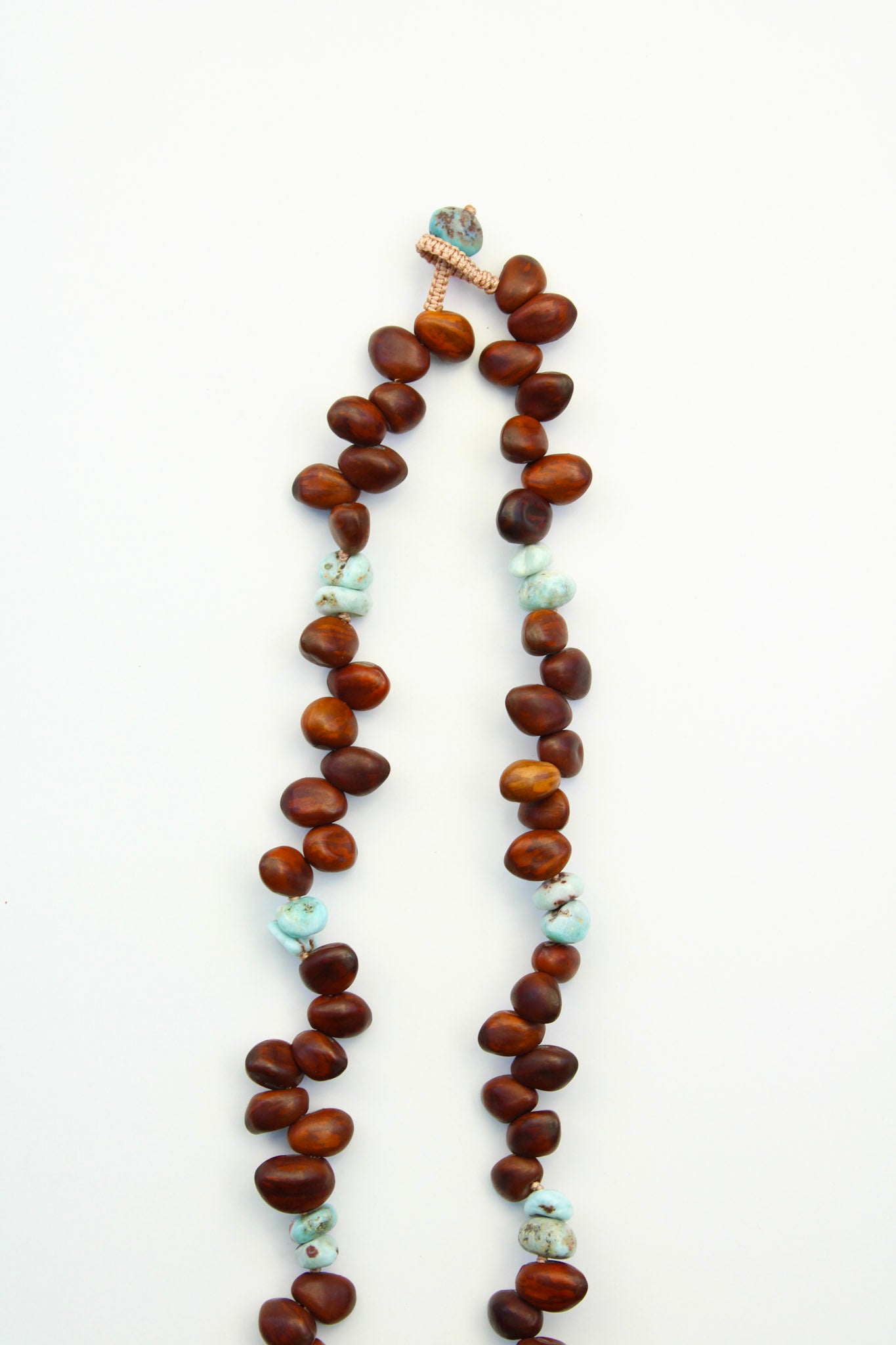 LongWoodBahamianBayBeansandLarimarNuggetsGemstoneNecklace-StatementNecklace