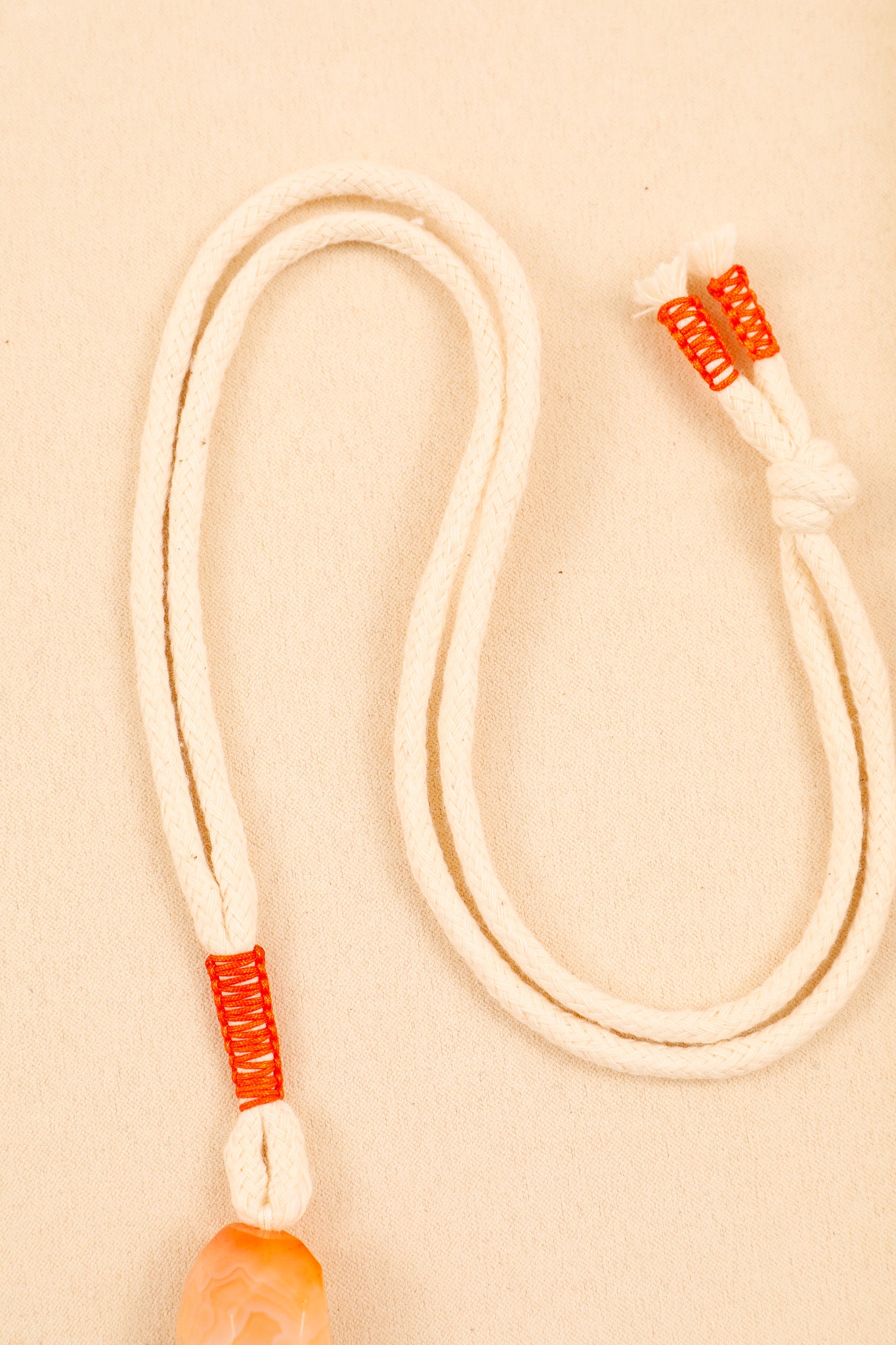 Orange Seashell and Orange Botswana Agate Long Rope Necklace