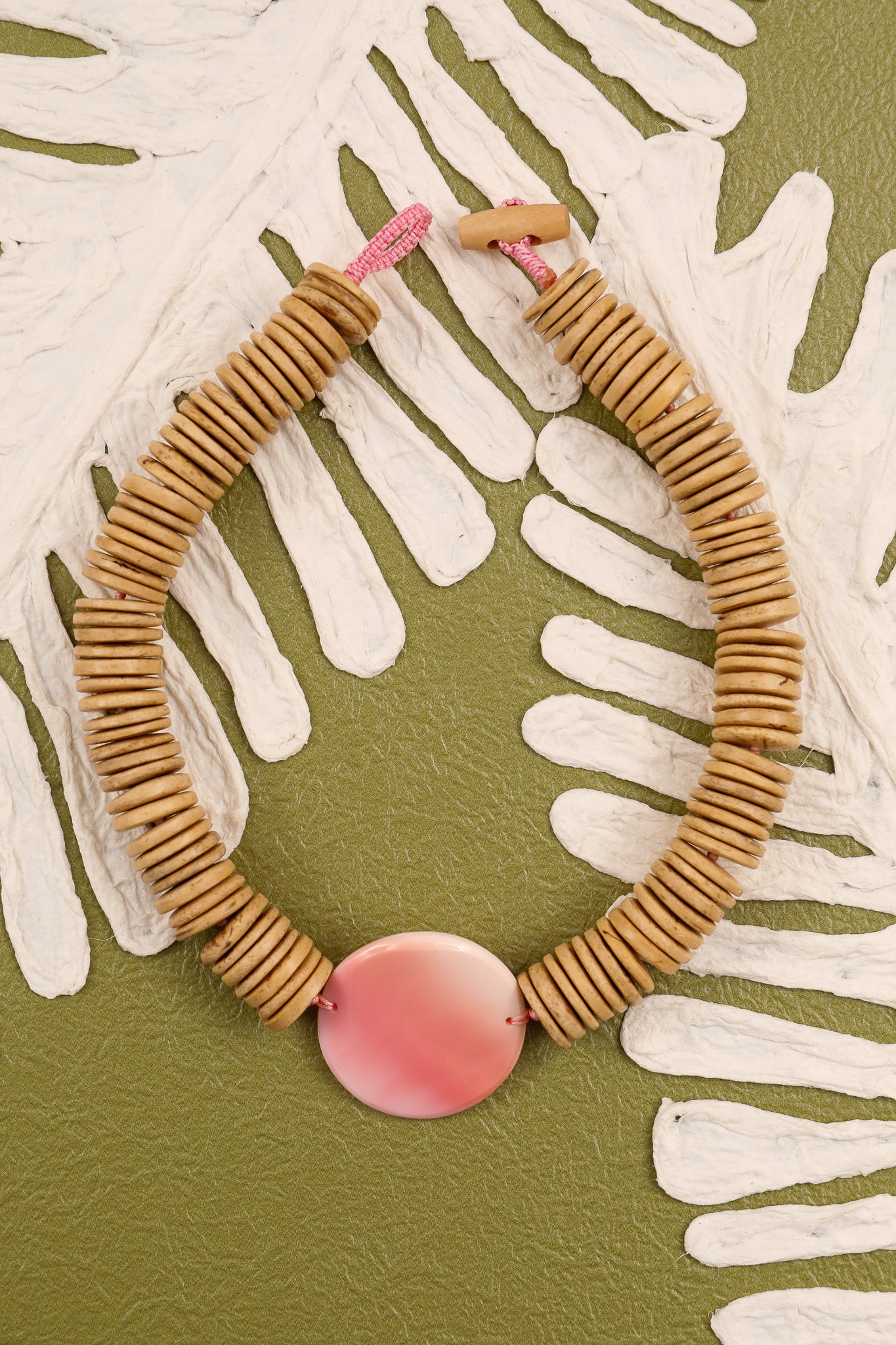 Queen Conch Shell and Coconut Necklace