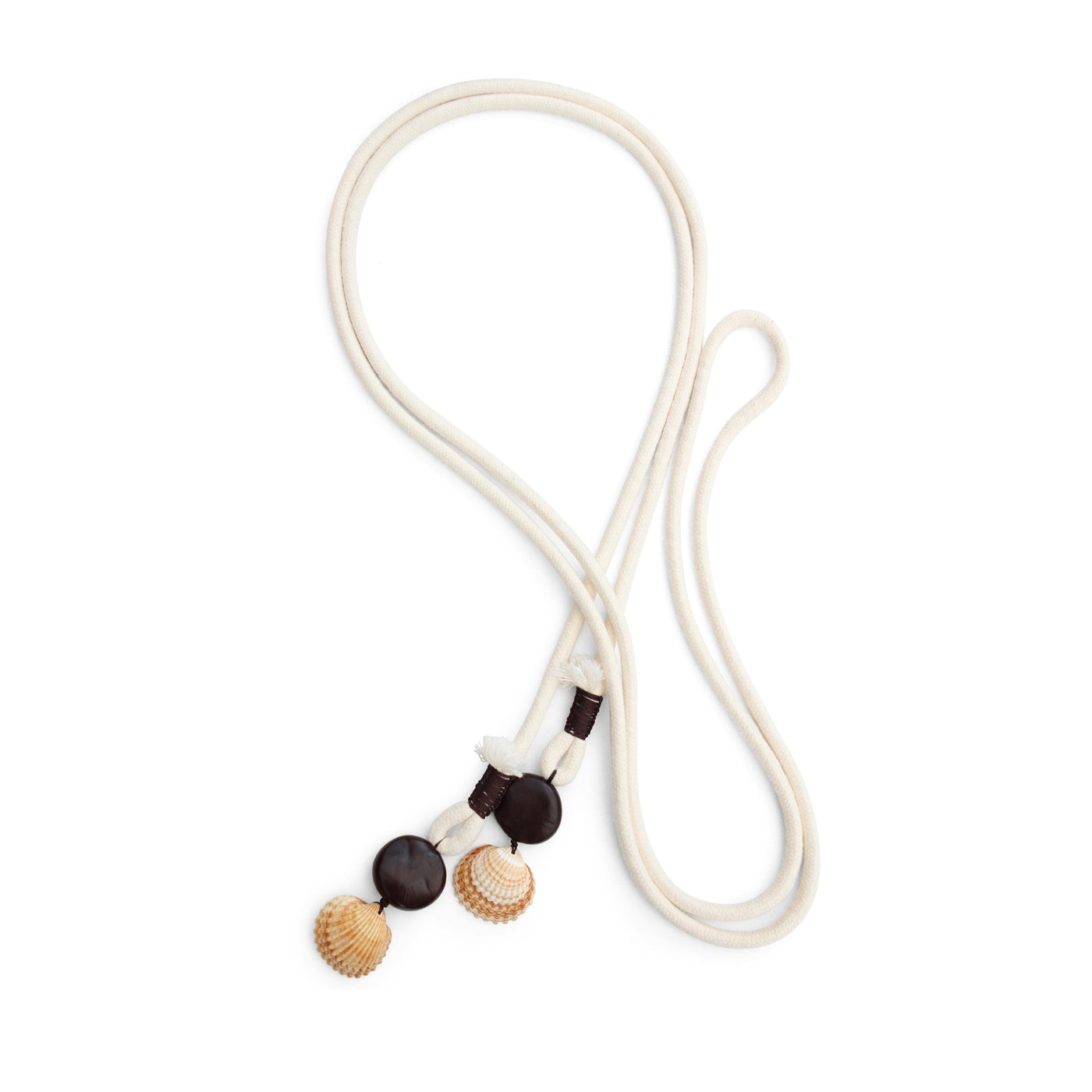 Tide Knot rope belt, hand-knotted with sea beans and natural shell