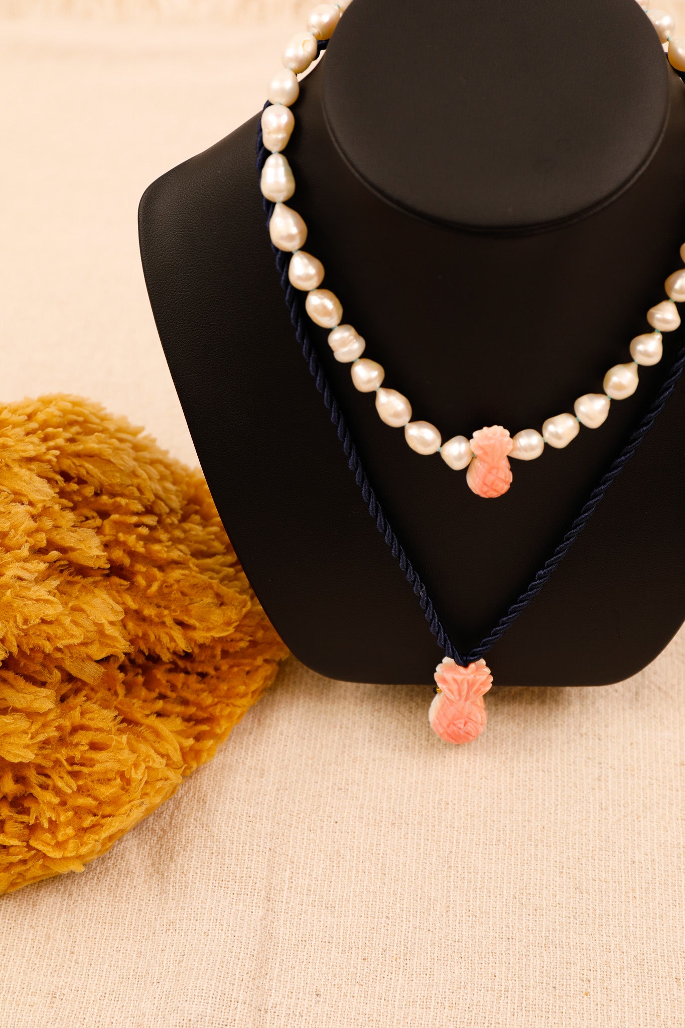 Fresh Water Pearl and Hand Carved Queen Conch Shell Pineapple Choker